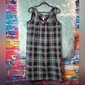 Banana Republic Navy Blue green and White Sleeveless Dress Size 14